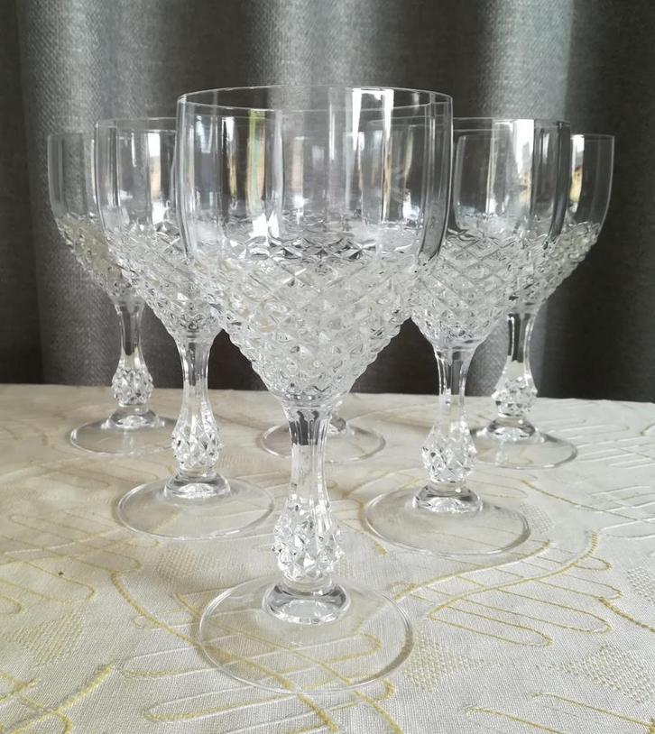 Vintage 6 waterglazen Cristal d'Arques - Durand Chenonceaux, Antiek en Kunst, Antiek | Glaswerk en Kristal, Ophalen of Verzenden