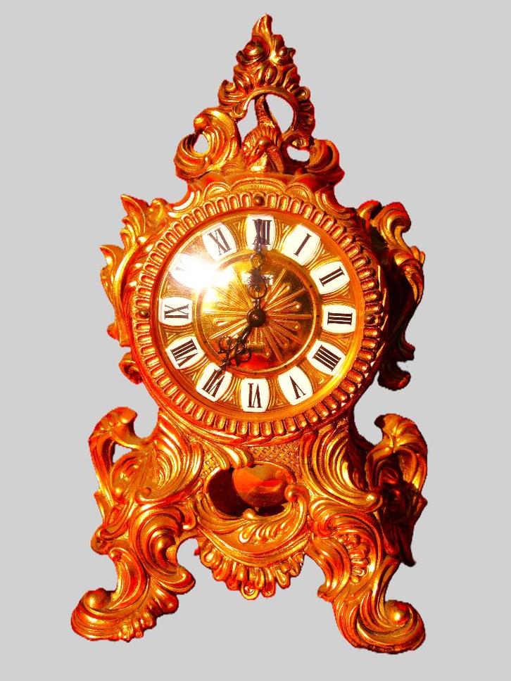 Mooi gedoreerd bronzen Cartel klok Schmid, Antiek en Kunst, Antiek | Klokken, Ophalen