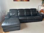 Canapé en cuir noir, Huis en Inrichting, Ophalen, 250 tot 300 cm, Gebruikt, Leer
