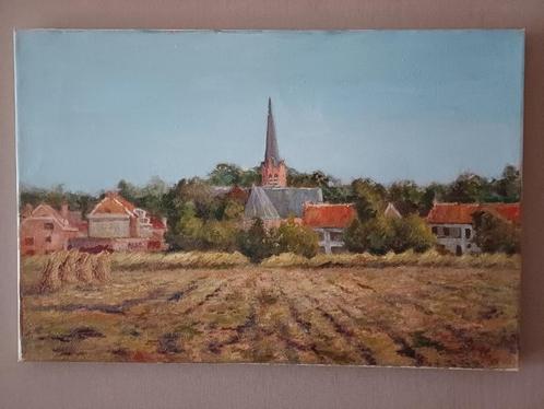 Groot schilderij M.VAN DEN BEMPT 60x40  "Wijnegem", Antiek en Kunst, Kunst | Schilderijen | Klassiek, Ophalen of Verzenden