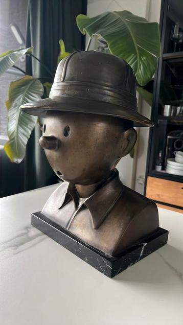 Oud bronzen beeld Kuifje, Tin Tin. Zeer zeldzaam beschikbaar voor biedingen