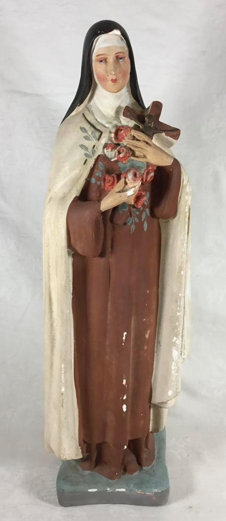 Sint Theresia van Lisieux Antiek Vintage Heiligenbeeld kalk, Antiek en Kunst, Antiek | Religieuze voorwerpen, Ophalen of Verzenden