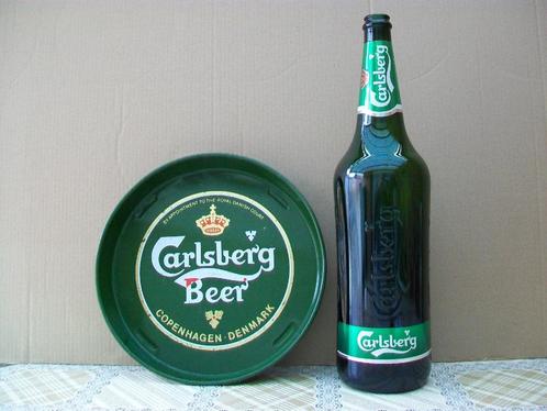 Carlsberg Fles 3L Liter - Plateau - Bier - Glas - Opener, Verzamelen, Biermerken, Gebruikt, Overige typen, Overige merken, Ophalen of Verzenden