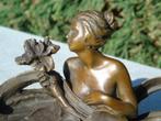 Vrouw in de waterlelies gesigneerd bronzen dienblad, E. TELL, Ophalen, Brons