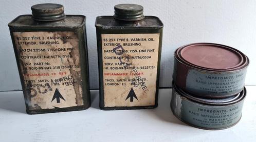 2 Tom Smith Varnish Oil & 2 Military boots impregnant WWII, Verzamelen, Militaria | Algemeen, Landmacht, Overige typen, Ophalen of Verzenden
