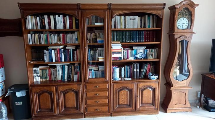 Grande bibliothèque en 3 partie en chêne, Huis en Inrichting, Kasten | Wandmeubels, Gebruikt, Eikenhout, Ophalen