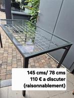 Prachtige woonkamertafel van glas en smeedijzer, Huis en Inrichting, Ophalen, 100 tot 150 cm, 50 tot 100 cm, Zo goed als nieuw