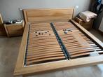 Eiken houten bed 160x200 incl lattenbodems en matras, Huis en Inrichting, Gebruikt, Ophalen of Verzenden