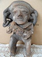 Statue en poterie indigène du Pérou avec oiseau 22cm vintage, Enlèvement ou Envoi