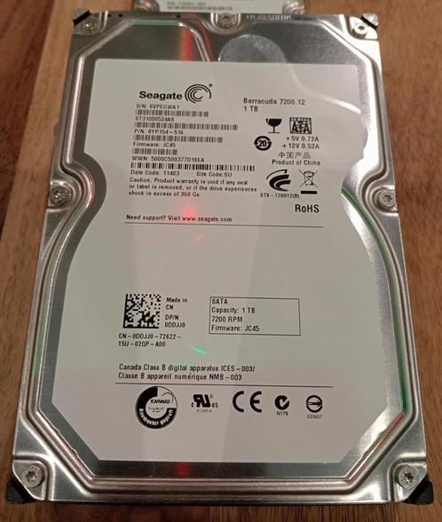 Disque dur Seagate 1To 3,5" – Excellent état, Computers en Software, Harde schijven, Zo goed als nieuw, Intern, SATA, Ophalen of Verzenden