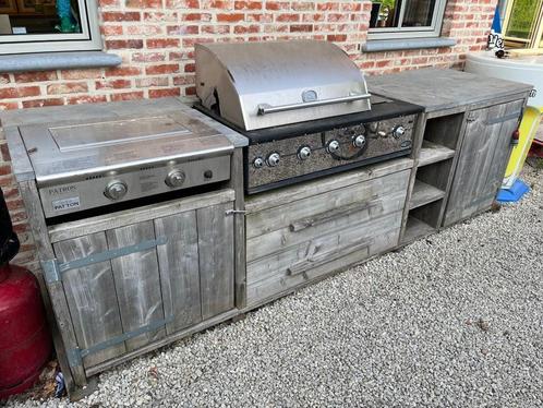 Buitenkeuken steigerhout Boretti, Tuin en Terras, Buitenkeukens, Gebruikt, Gas, Inbouw, Ophalen