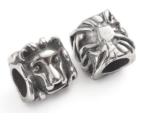 RVS bedel Leeuw voor groot-gat-bedelarmbanden, Handtassen en Accessoires, Bedels, Nieuw, Overige merken, 1 bedel, Verzenden