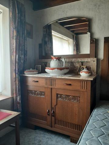 Eiken commode art deco stijl prachtig marmeren blad beschikbaar voor biedingen