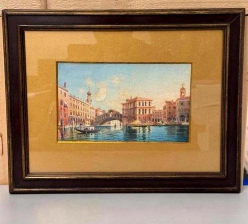 Umberto Ongania 1867-1942 signed Aquarel 19th cen schilderij, Antiek en Kunst, Kunst | Schilderijen | Klassiek, Ophalen of Verzenden