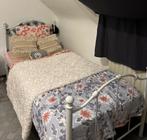 Lit en fer forgé blanc avec sommier, Ophalen, 90 cm, Eenpersoons, Wit