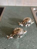 2x Vintage slakkenboter schaal verzilverde boter pot met dek, Antiek en Kunst, Ophalen of Verzenden