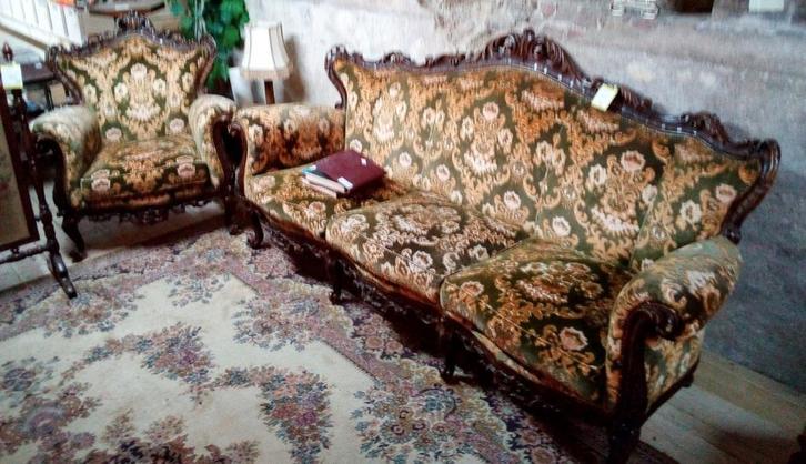 Salon style baroque 1canapé+ 2 fauteuils+ 2 chaises, Antiek en Kunst, Antiek | Meubels | Stoelen en Sofa's, Ophalen