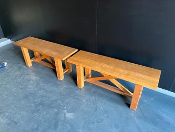 2 eiken zitbanken - 120x38x49 beschikbaar voor biedingen