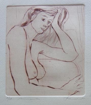 FRED BERVOETS / NAAKTE VROUW / KLEURETS / 25x19cm / SIG beschikbaar voor biedingen