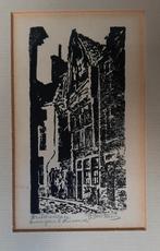 Stoelstraatje te Antwerpen, Antiek en Kunst, Kunst | Etsen en Gravures, Ophalen of Verzenden