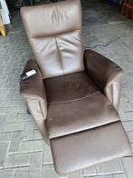 2 elektrische bruin lederen relaxzetels, Huis en Inrichting, Fauteuils, Ophalen, Gebruikt, Leer