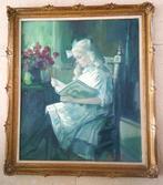 Jong meisje leest een boek ca. 1970 - C. Muller, Antiek en Kunst, Ophalen of Verzenden