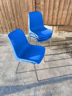 Lot de 4 chaises bleu empilable, Enlèvement, Utilisé, Empilable