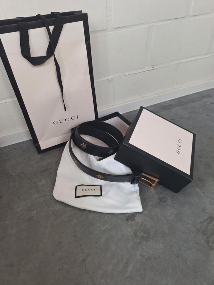 Gucci Leather Bees & Stars Belt – Zwart –Maat 95, Kleding | Dames, Riemen en Ceinturen, Zwart, Ophalen of Verzenden