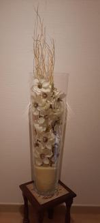 glazen vaas met bloemendecoratie perfecte staat, Ophalen, Zo goed als nieuw, Glas, 50 tot 75 cm