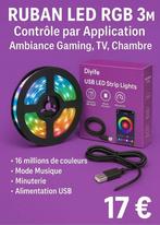 * Ruban LED RGB 3M Diyife – Ambiance Gaming & Chambre Ado, Enlèvement ou Envoi, Neuf, Gaming
