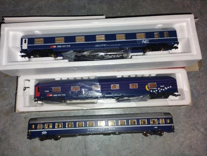 Set Roco Rivarossi H0 1/87 303mm 3 slaapwagens SBB, Hobby en Vrije tijd, Modeltreinen | H0, Zo goed als nieuw, Wagon, Gelijkstroom of Wisselstroom