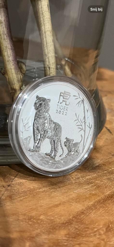 2 stuks Year of the Tiger Lunar 3 … 2022, Postzegels en Munten, Edelmetalen en Baren, Zilver, Ophalen of Verzenden