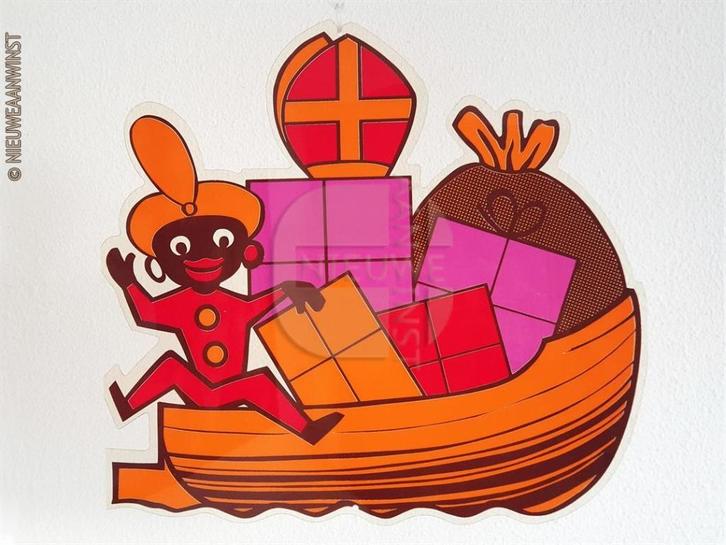 Authentieke retro Sinterklaasdecoratie zwarte Piet op boot, Diversen, Sinterklaas, Verzenden