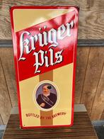 Krüger pils emaille reclamebord, Verzamelen, Ophalen, Gebruikt, Reclamebord