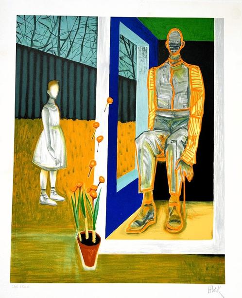 Litho Hans VANDEKERHOVE - Tuinwereld - 63 x 52cm - SIG, Antiek en Kunst, Kunst | Litho's en Zeefdrukken, Ophalen of Verzenden