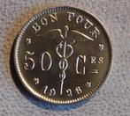 1928 Bon pour 50 centimes, Postzegels en Munten, Munten | België, Verzenden, Metaal, Losse munt