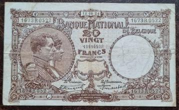 20 Francs 1924 Nationale Reeks / Zeldzaam ! beschikbaar voor biedingen