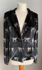 Zwarte blouse met luipaarden Geisha maat 42, Maat 42/44 (L), Geisha, Zo goed als nieuw, Zwart