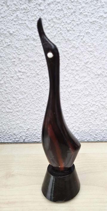 vintage handgesneden eendje, bruin hout gepolijst- zie info beschikbaar voor biedingen