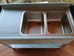 Inox dubbele spoeltafel + professionele horecakraan, Huis en Inrichting, Ophalen, 100 tot 150 cm, Nieuw, Minder dan 100 cm