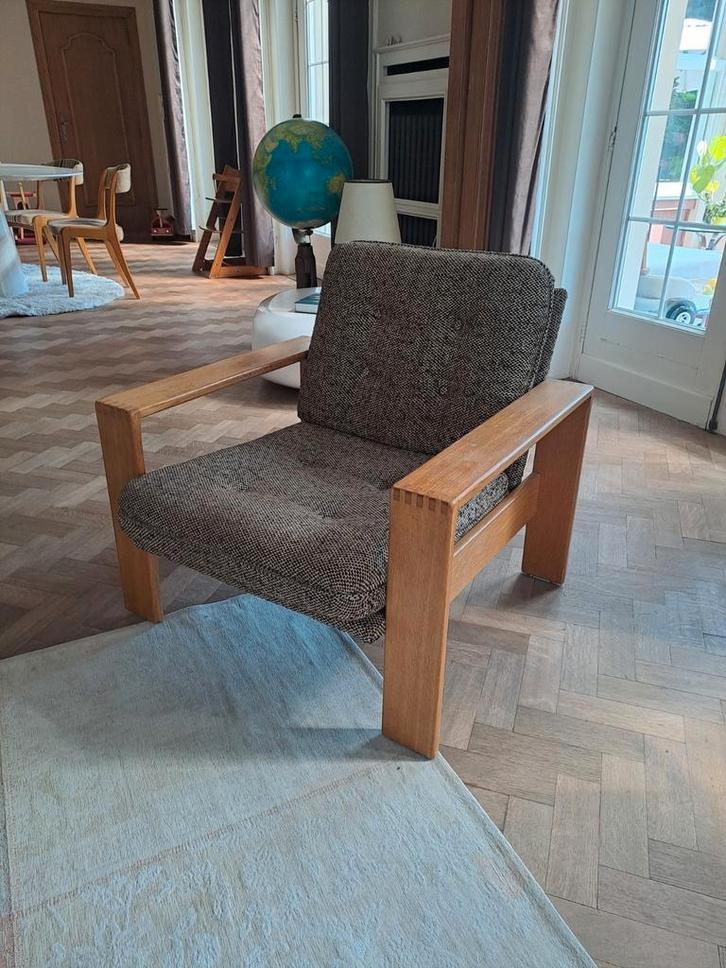 Vintage zetel in hout, Skandinavische midcentury stijl, Huis en Inrichting, Zetels | Zetels, Hout, Ophalen