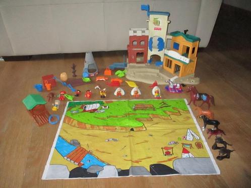 fisher price Cowboy en indianen lot , cowboystad is vintage, Kinderen en Baby's, Speelgoed | Fisher-Price, Gebruikt, Ophalen of Verzenden