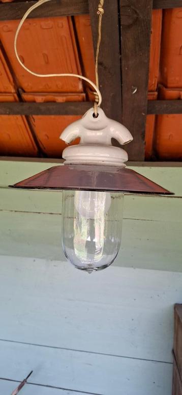 Antieke industriele stallamp/oude atelierlamp/fabriekslamp beschikbaar voor biedingen