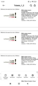 entrée billet tarif réduit musée art et métiers, Tickets & Billets, Musées, Deux personnes, Ticket ou Carte d'accès