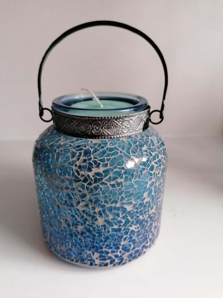 Lot de 2 photophores, Maison & Meubles, Accessoires pour la Maison | Bougeoirs & Bougies, Comme neuf, Bougie, Métal, Bleu, Enlèvement ou Envoi