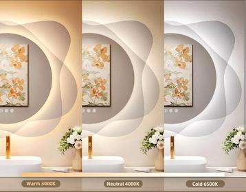 Driekleurige en dimbare LED-spiegel met stopcontact beschikbaar voor biedingen