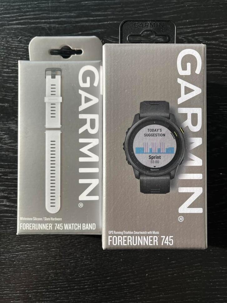 Garmin Forerunner 745, Handtassen en Accessoires, Sporthorloges, Gebruikt, Zwart, GPS, Waterdicht, Ophalen of Verzenden