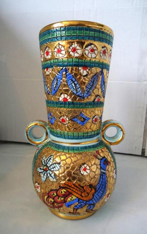 Vase en mosaïque Italienne Majolica doré 😍✨💑🎁🤗👌, Antiquités & Art, Antiquités | Vases, Enlèvement ou Envoi