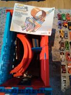 Hot Wheels track builder racebaan met 65 hot Wheels auto's, Zelf te bouwen, Gebruikt, Ophalen, Handmatig