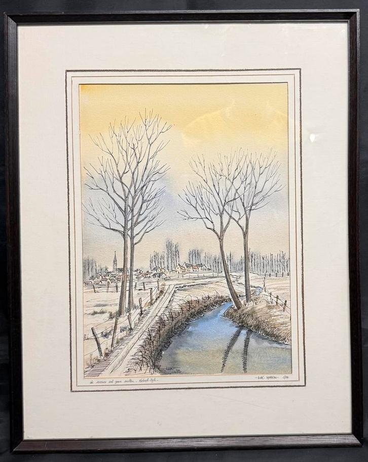 Aquarel Luk Marrin, Antiquités & Art, Art | Peinture | Classique, Enlèvement ou Envoi